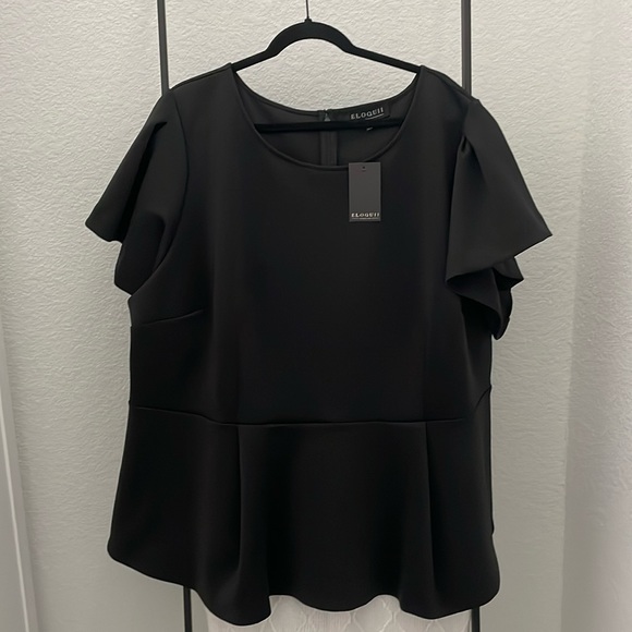 NWT eloquii black peplum top size 26 - Picture 1 of 6